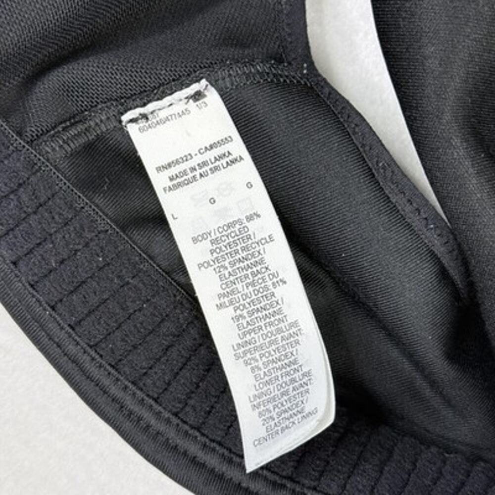 Nike Sports Bra Swoosh Logo L Black Racerback Stretch Pullover Athletic Logo - Picture 2 of 4